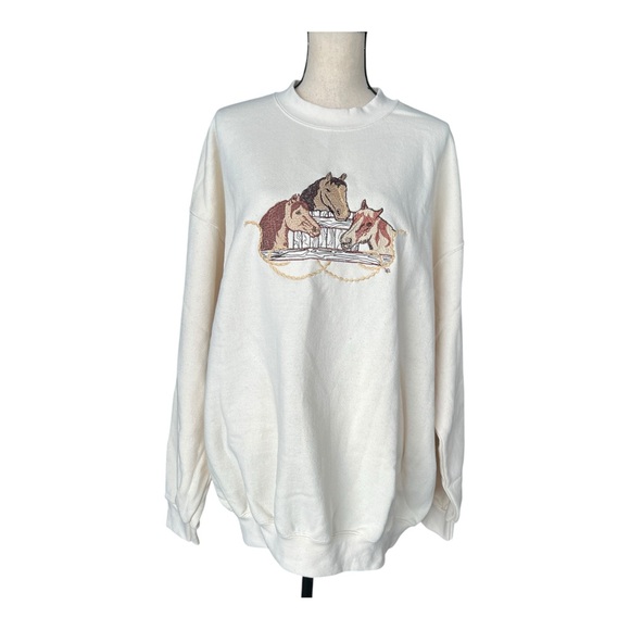 Vintage B.Wear Embroidered Horse Trio Crewneck Sweatshirt Size XXL